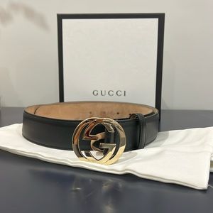 Gucci Interlocking G belt black leather size 85